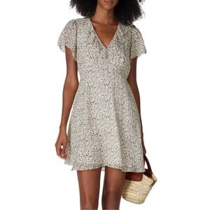 Madewell Ruffle Neck Silk Floral Minidress